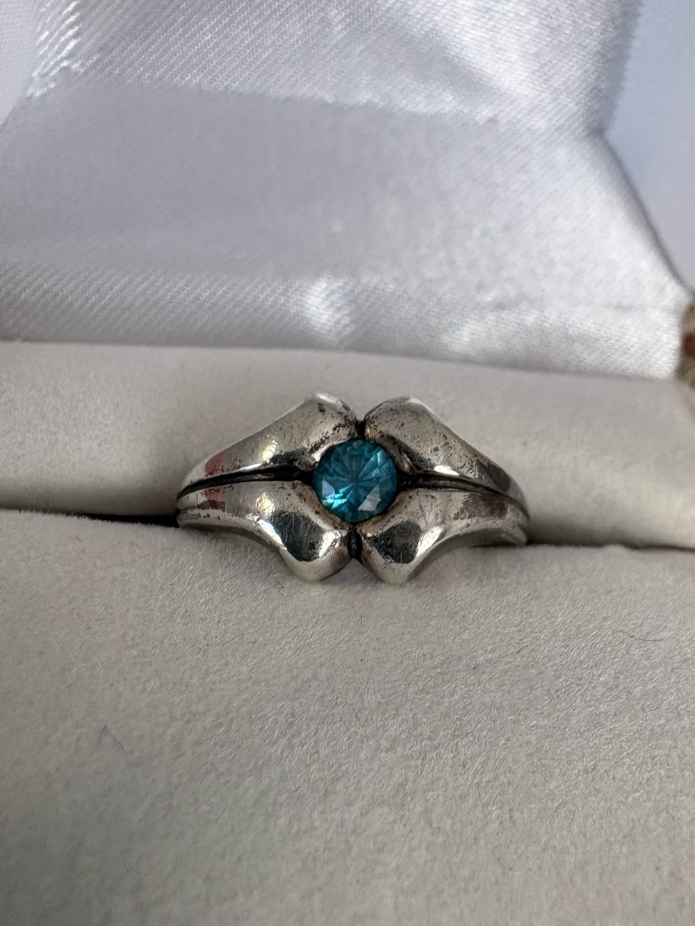 Vintage Sterling Silver Blue Spinel Gemstone Women's Ring